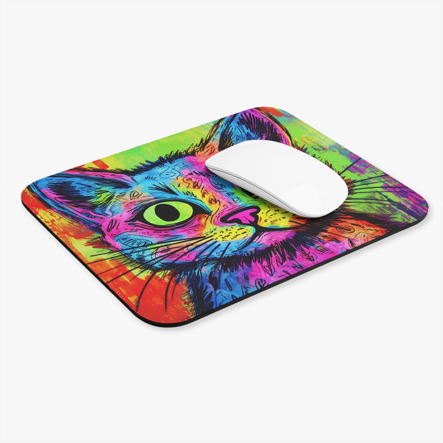 Cats - Colorful Cat Face - Mouse Pad (Rectangle)