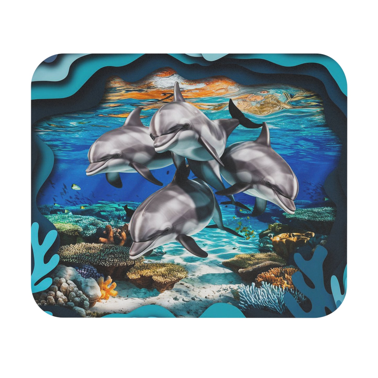 Dogs - Four Dolphins - Mouse Pad (Rectangle)