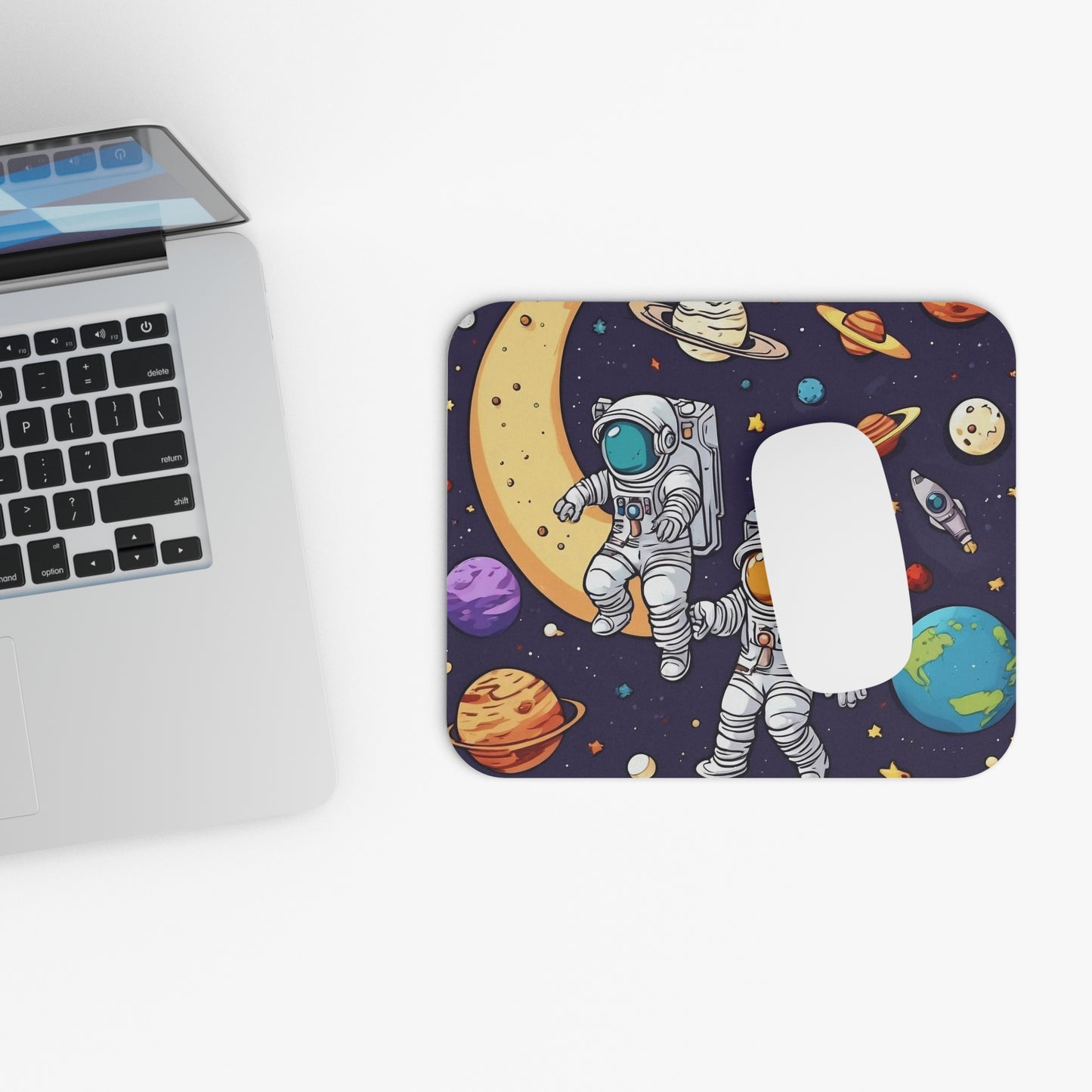 Space - Two Astronauts - Planets - Mouse Pad (Rectangle)