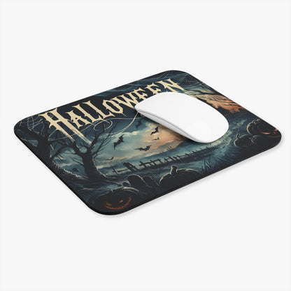 Halloween - Bats, Pumpkins, And Old House - Mouse Pad (Rectangle)