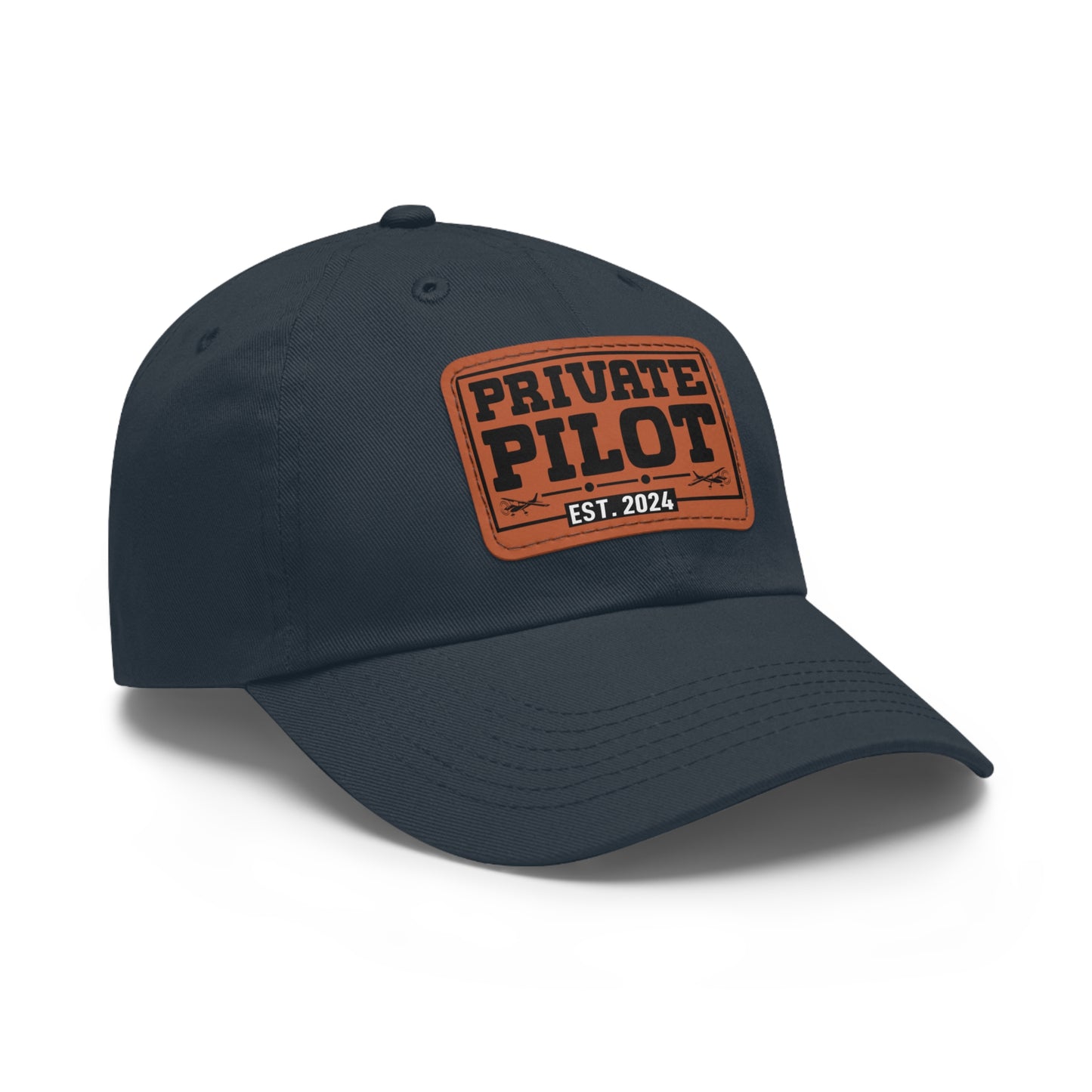 Private Pilot - EST 2024 - Dad Hat with Leather Patch (Rectangle)