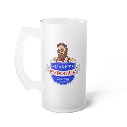 Printify - Mark's Emporium Logo - Frosted Glass Beer Mug