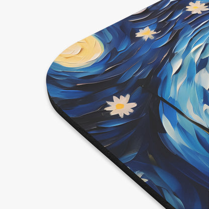 Cats - Cat And Night Sky Painting - Mouse Pad (Rectangle)