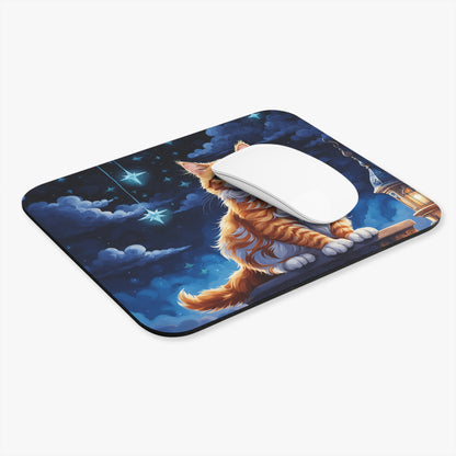 Cats - Sitting Cat With Night Sky - Mouse Pad (Rectangle)