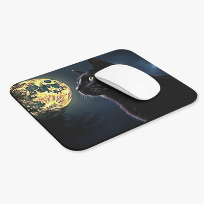 Cats - Black Cat And Moon - Mouse Pad (Rectangle)