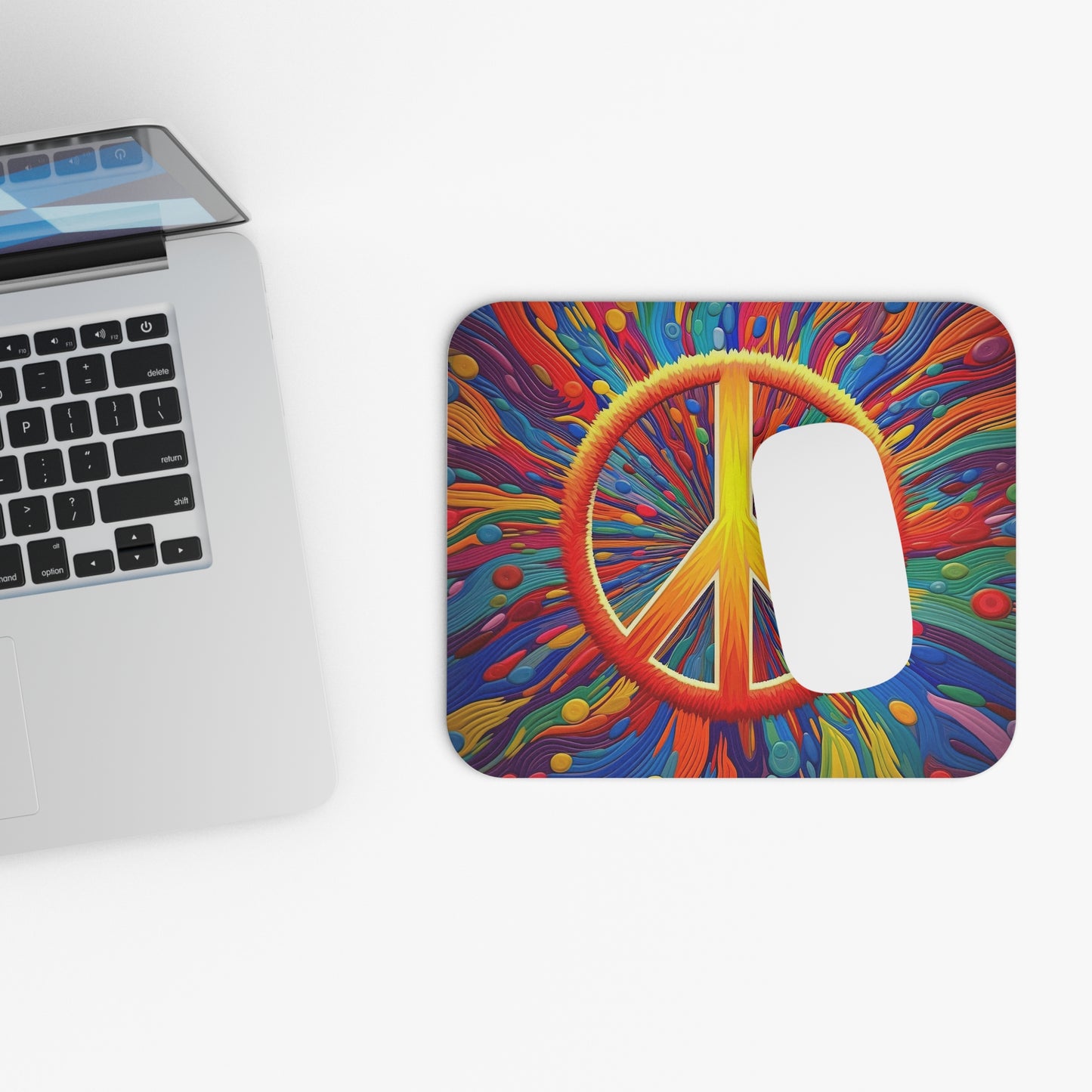 Hippie Peace Sign - v12 - Mouse Pad (Rectangle)