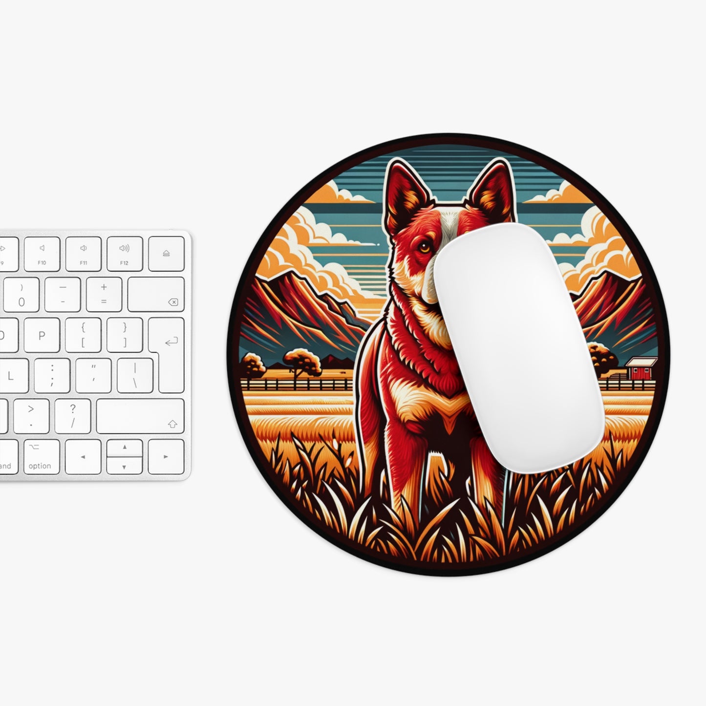 Dogs - Roundup Dog - Round Mouse Pad