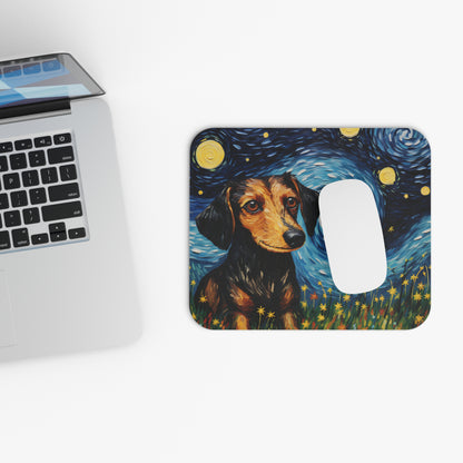 Dogs - Dog With Night Sky & Moons Painting - Mouse Pad (Rectangle)