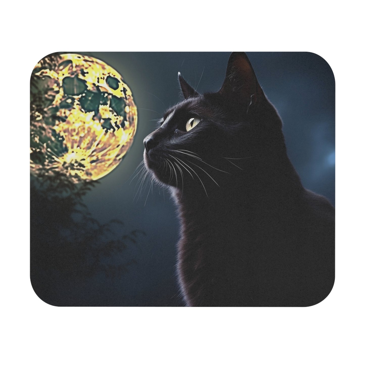 Cats - Black Cat And Moon - Mouse Pad (Rectangle)