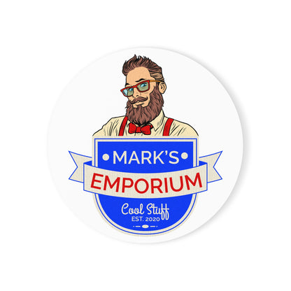 Printify - Mark's Emporium Logo - Cork Back Coaster - Round