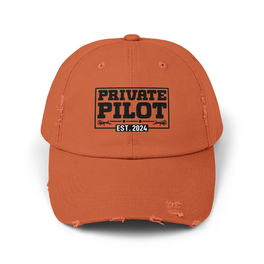 Private Pilot - EST 2024 - Unisex Distressed Cap