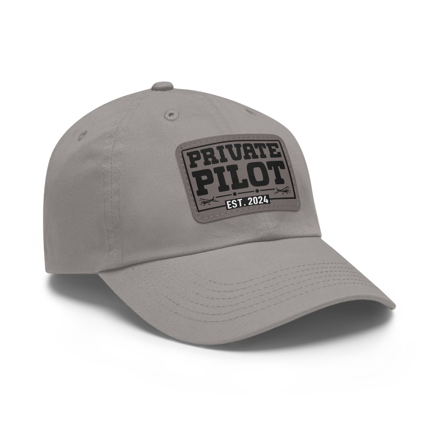 Private Pilot - EST 2024 - Dad Hat with Leather Patch (Rectangle)