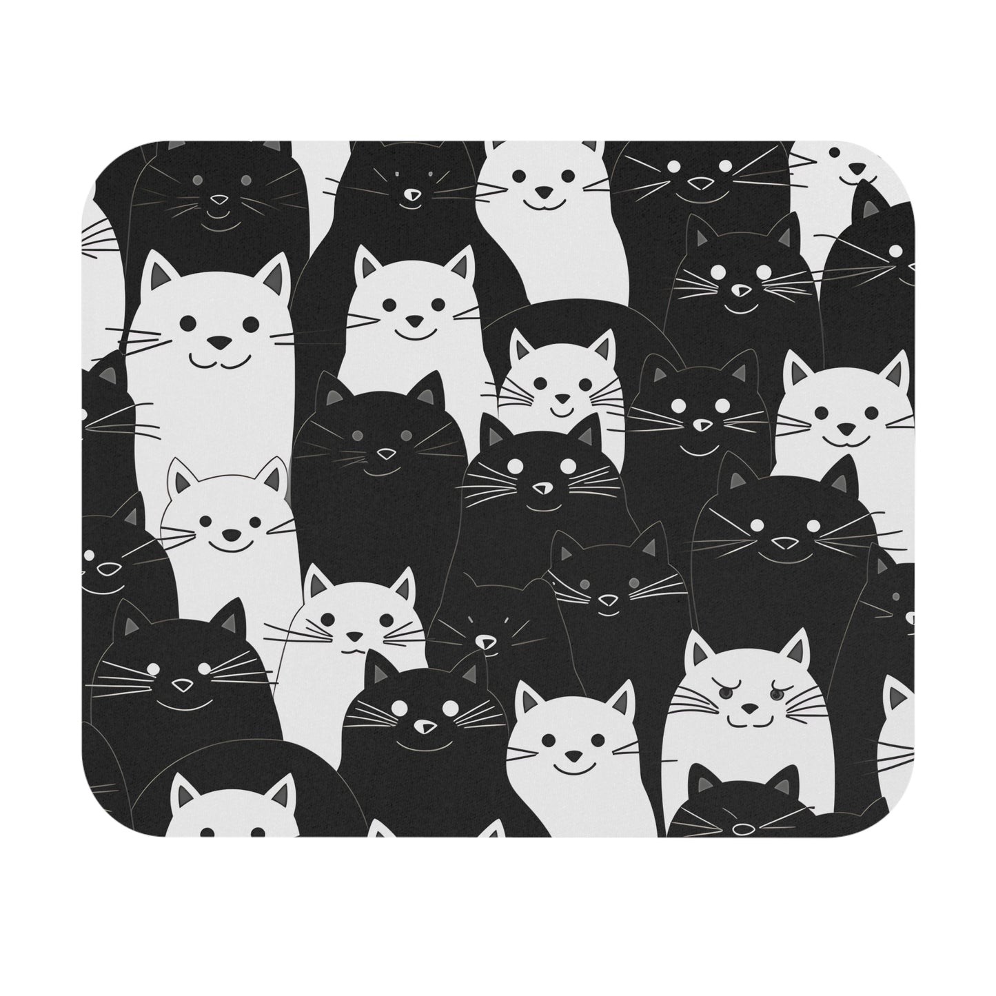 Cats - Black & White Cat Faces - Mouse Pad (Rectangle)