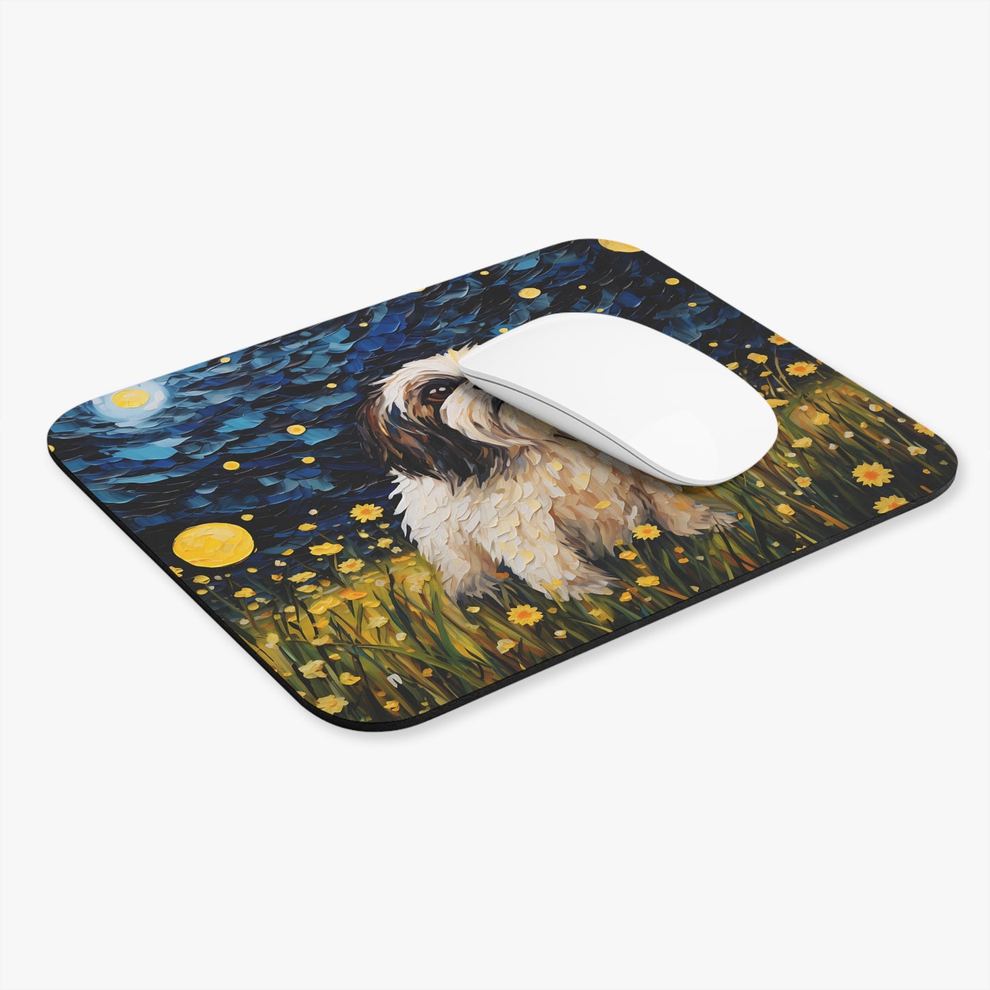 Dogs - Small Dog With Night Sky Painting - Mouse Pad (Rectangle)