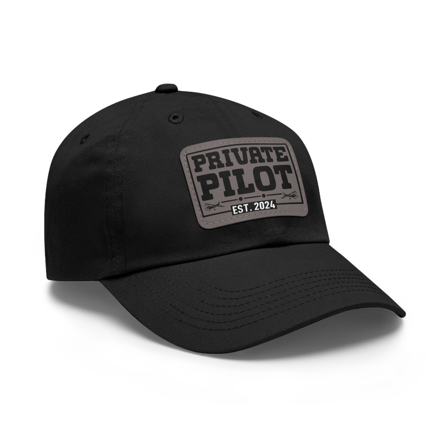 Private Pilot - EST 2024 - Dad Hat with Leather Patch (Rectangle)