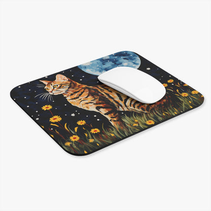 Cats - Cat And Moon Painting - Mouse Pad (Rectangle)