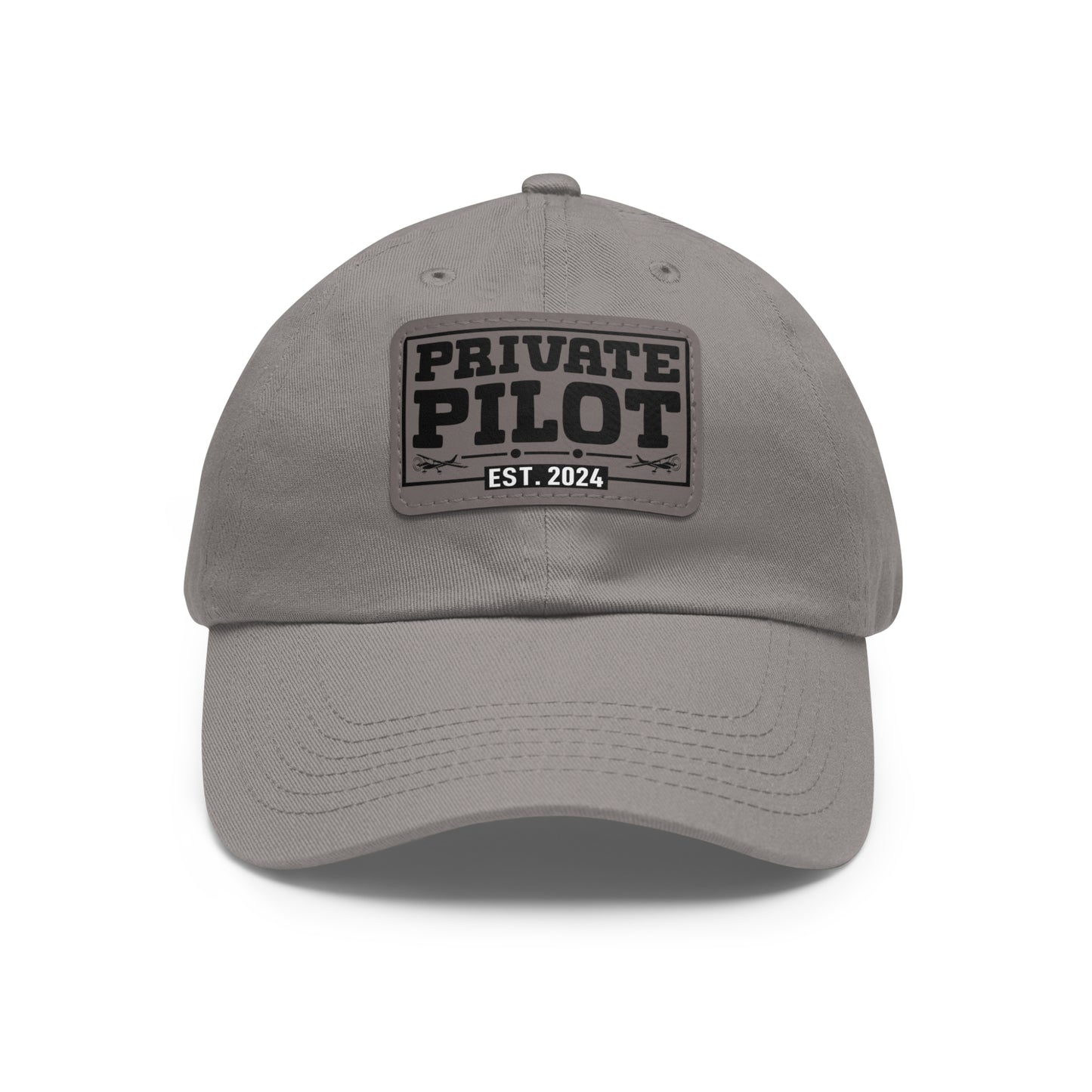 Private Pilot - EST 2024 - Dad Hat with Leather Patch (Rectangle)