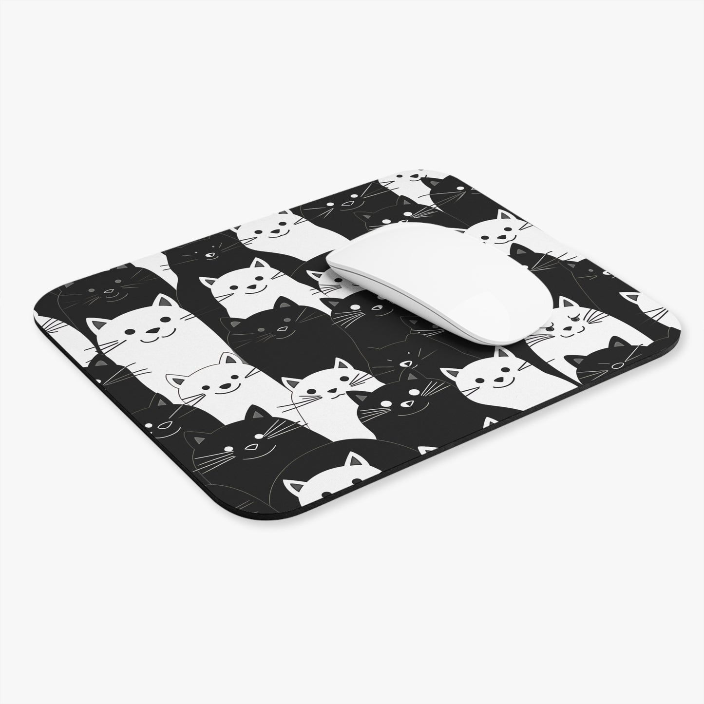 Cats - Black & White Cat Faces - Mouse Pad (Rectangle)