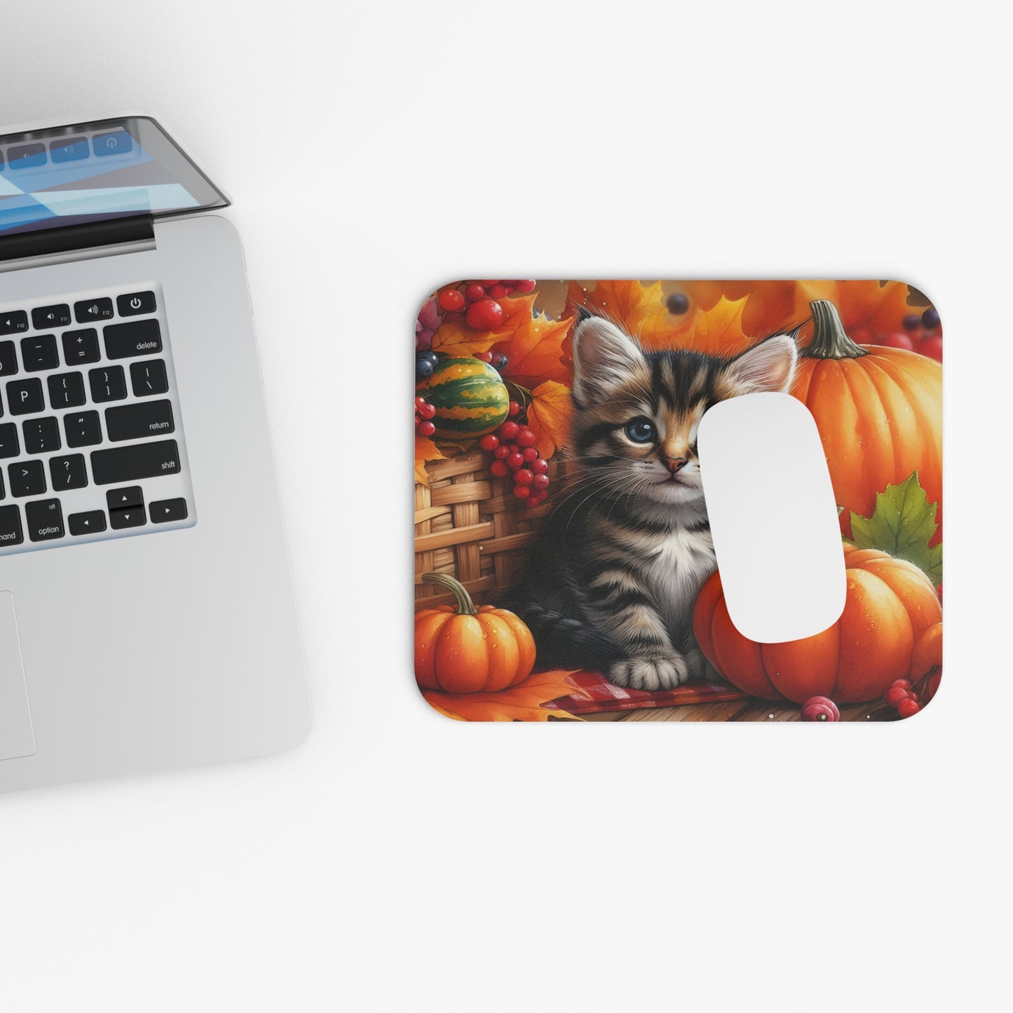 Cats - Kitten And Pumpkins - Mouse Pad (Rectangle)