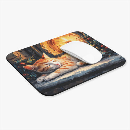 Cats - Sleeping Cat With Candles - Mouse Pad (Rectangle)