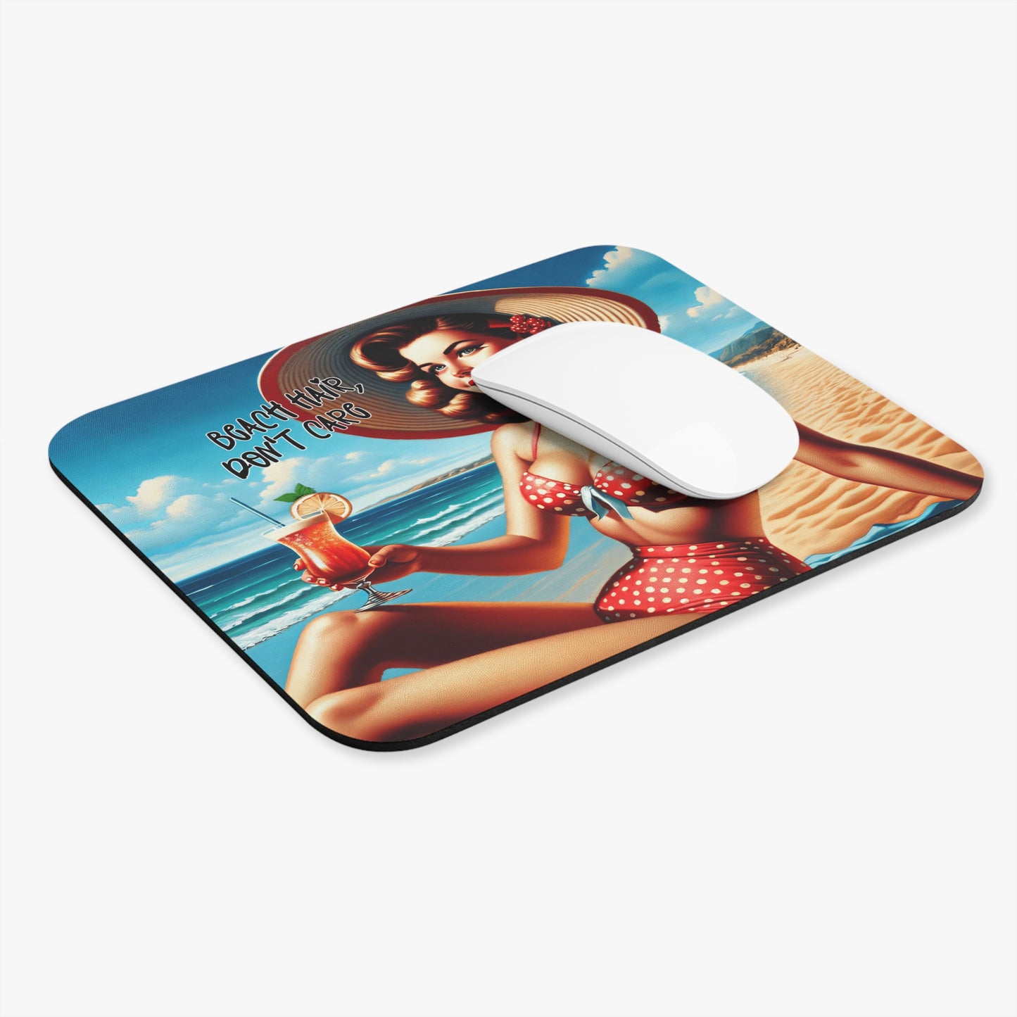 Vintage Beach Girl - Beach Hair - Mouse Pad (Rectangle)