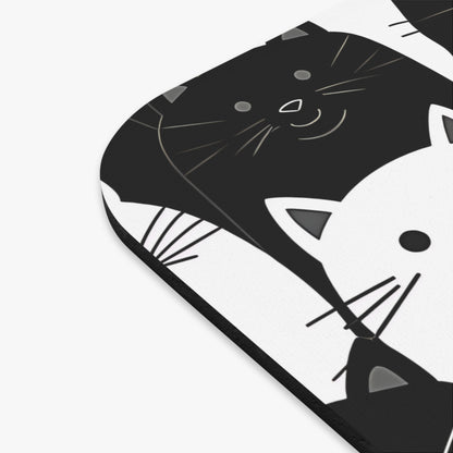 Cats - Black & White Cat Faces - Mouse Pad (Rectangle)