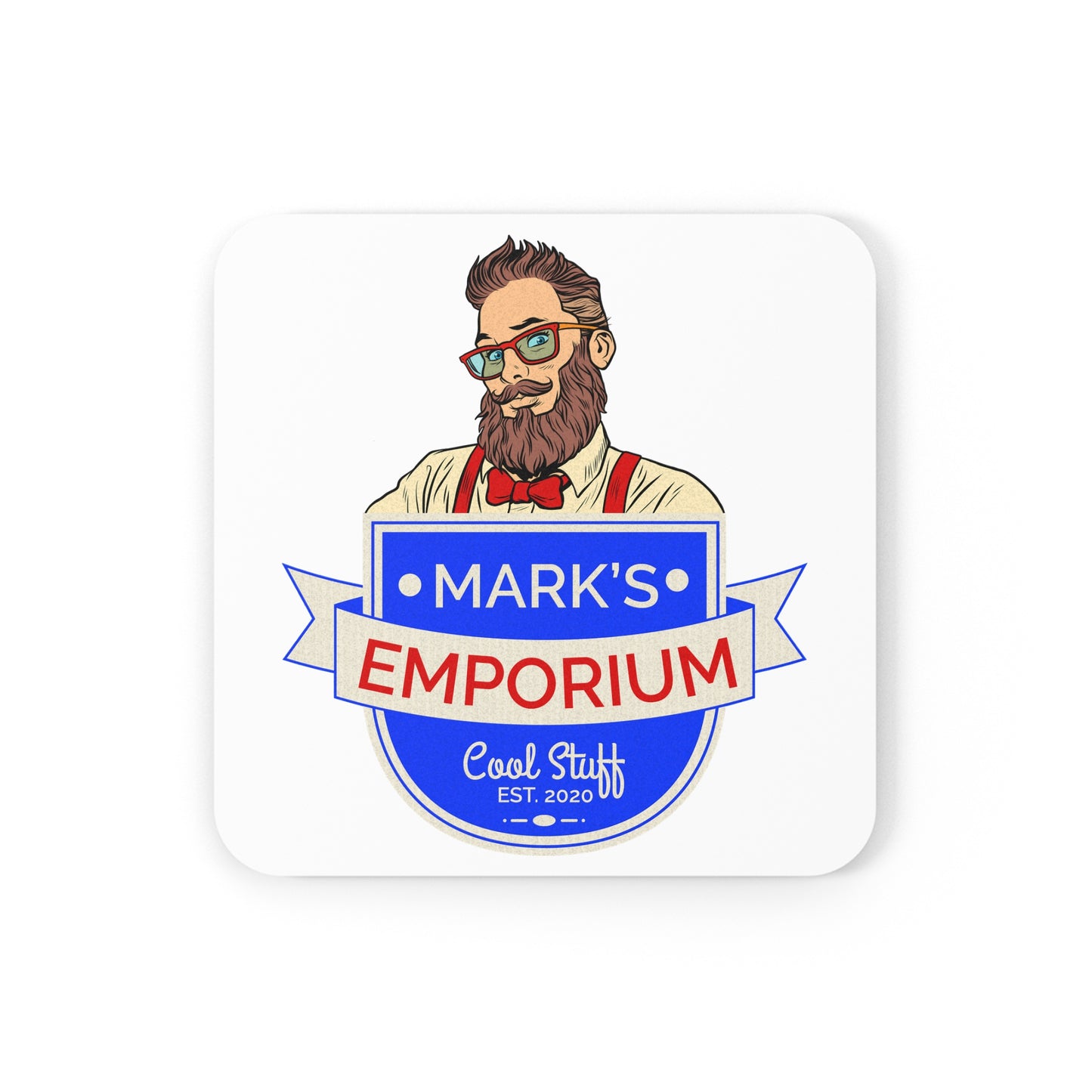 Printify - Mark's Emporium Logo - Cork Back Coaster - Square