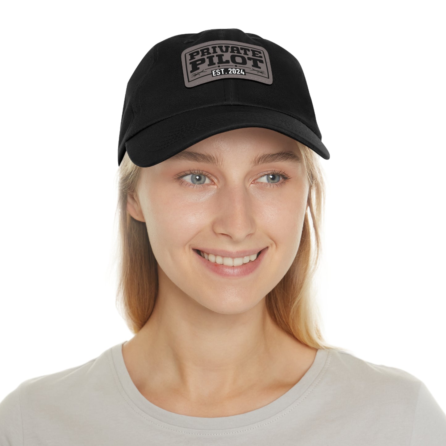 Private Pilot - EST 2024 - Dad Hat with Leather Patch (Rectangle)