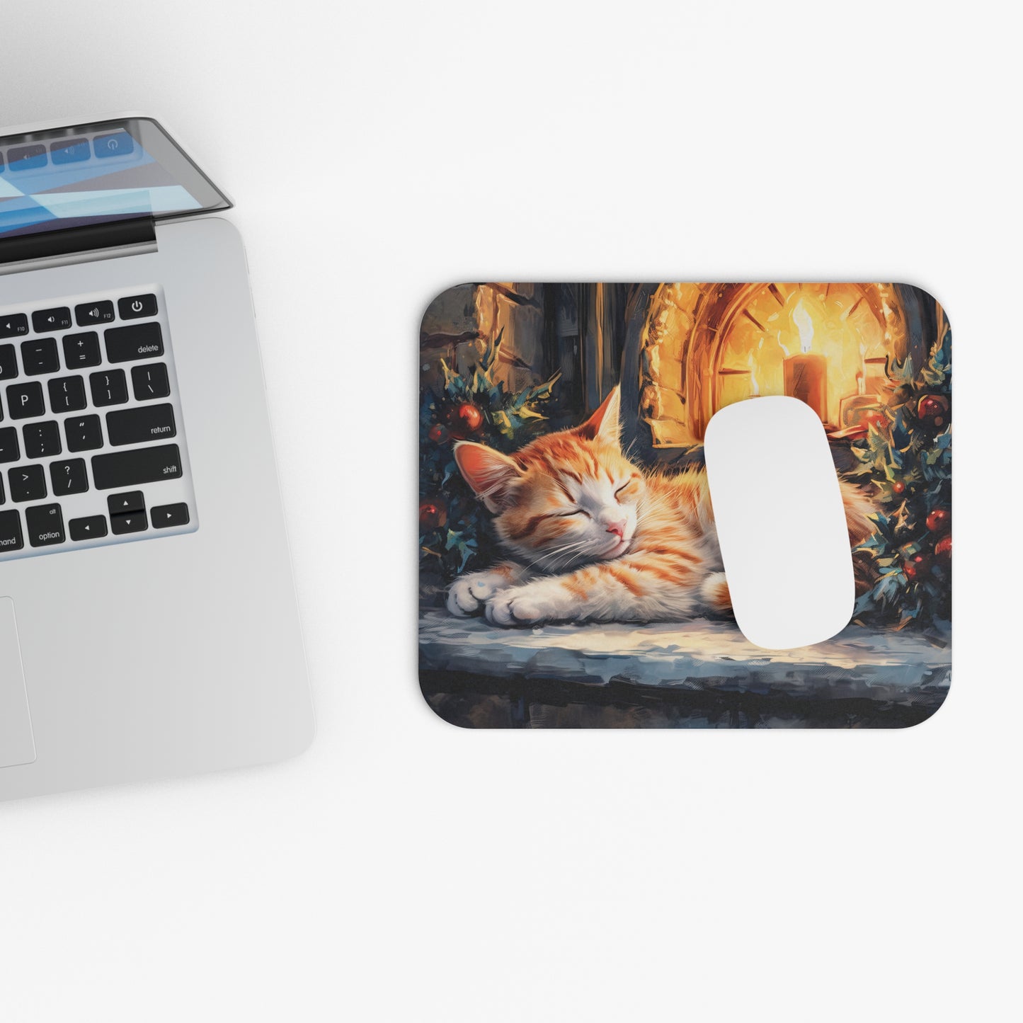 Cats - Sleeping Cat With Candles - Mouse Pad (Rectangle)