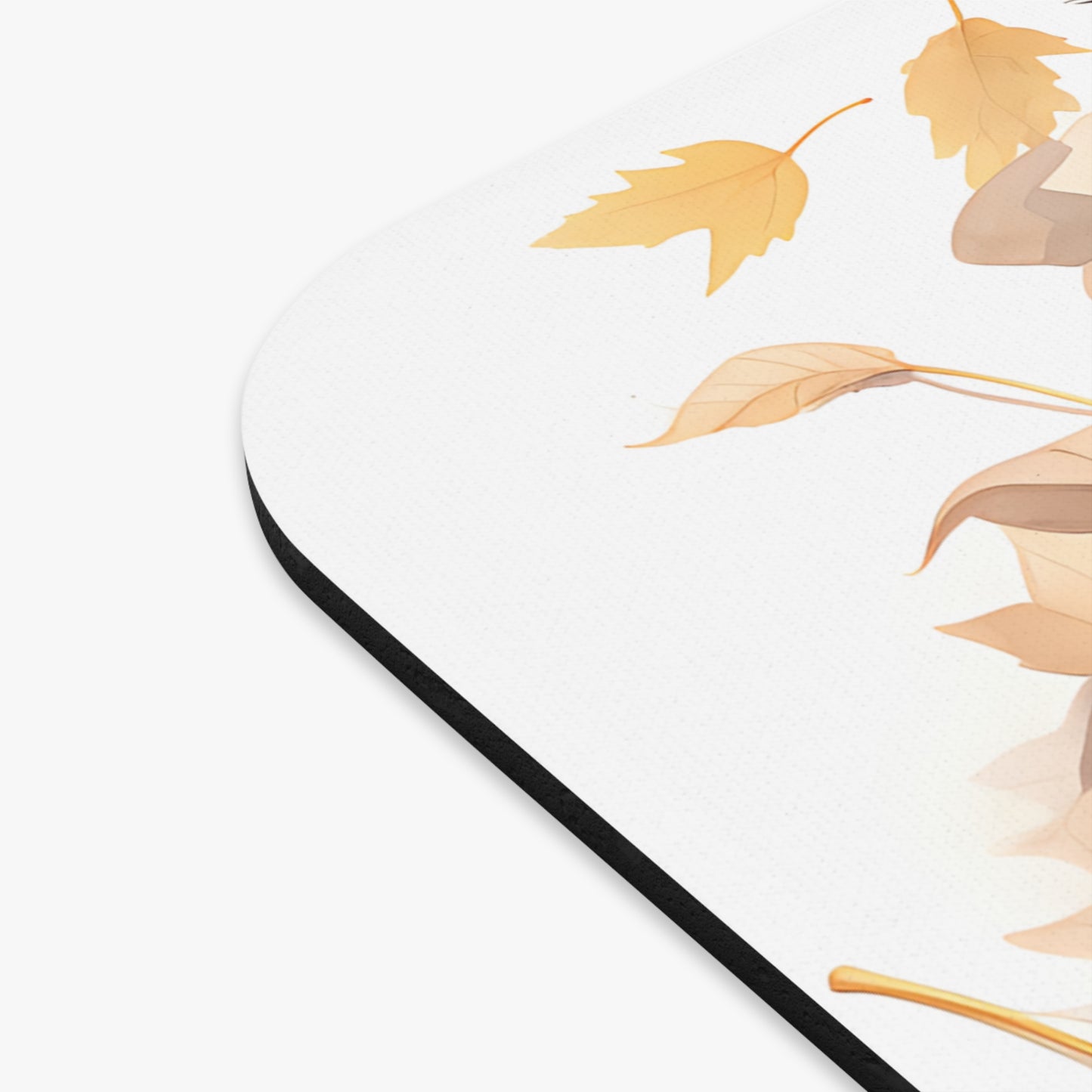 Cats - Black Cat In Fall Leaves - Mouse Pad (Rectangle)