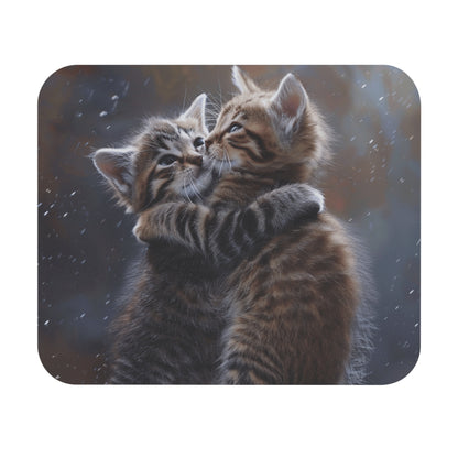 Cats - Two Kittens Hugging In Rain - Mouse Pad (Rectangle)