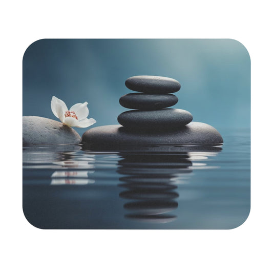 Stacked Rocks With Flower - Mouse Pad (Rectangle)