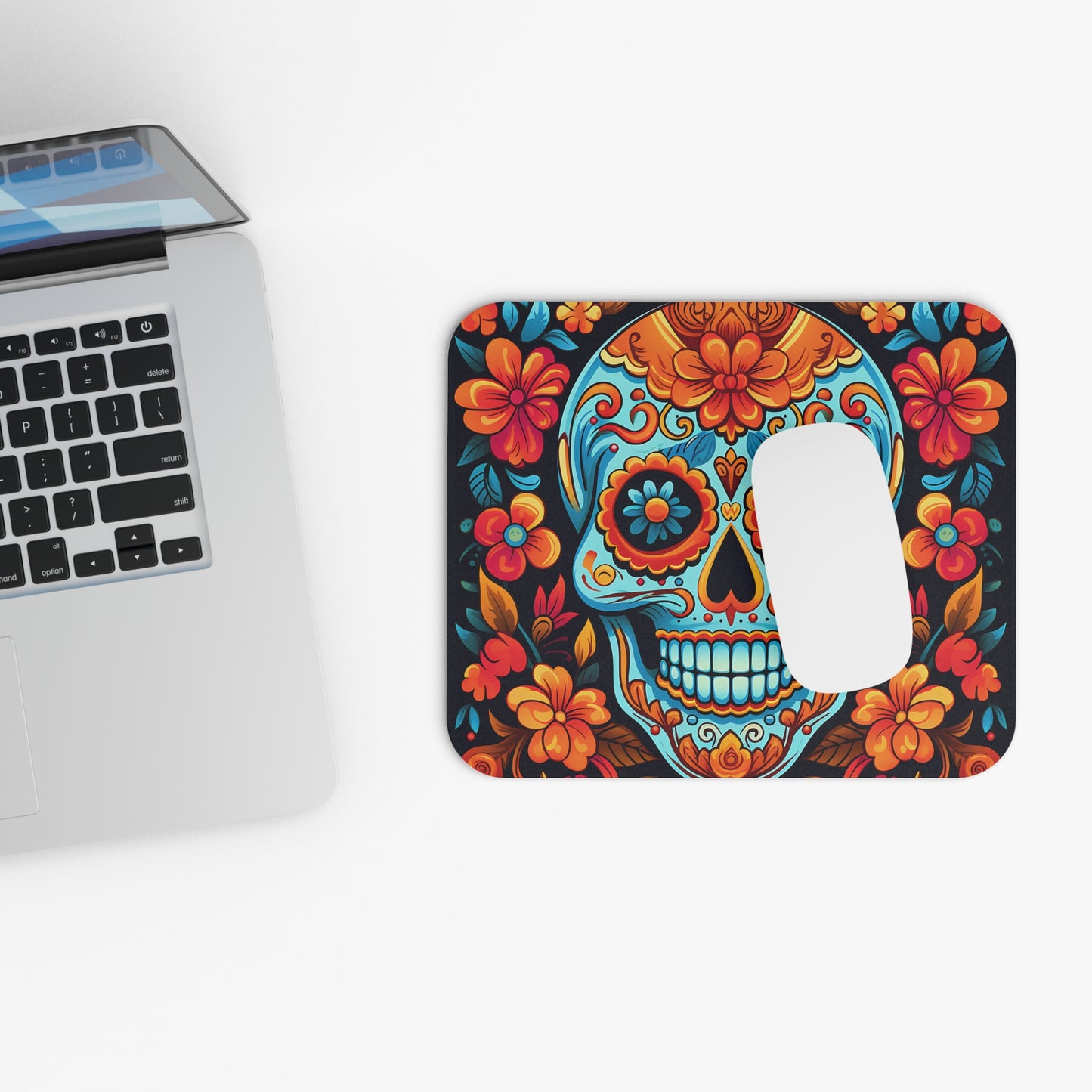 Halloween - Skull And Flowers - Mouse Pad (Rectangle)