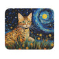 Cats - Tiger Cat And Moon Painting - Mouse Pad (Rectangle)