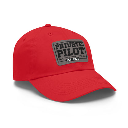 Private Pilot - EST 2024 - Dad Hat with Leather Patch (Rectangle)