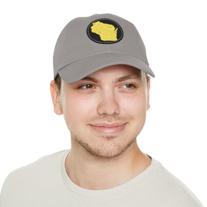 Wisconsin - Cheese - Dad Hat with Leather Patch (Round)