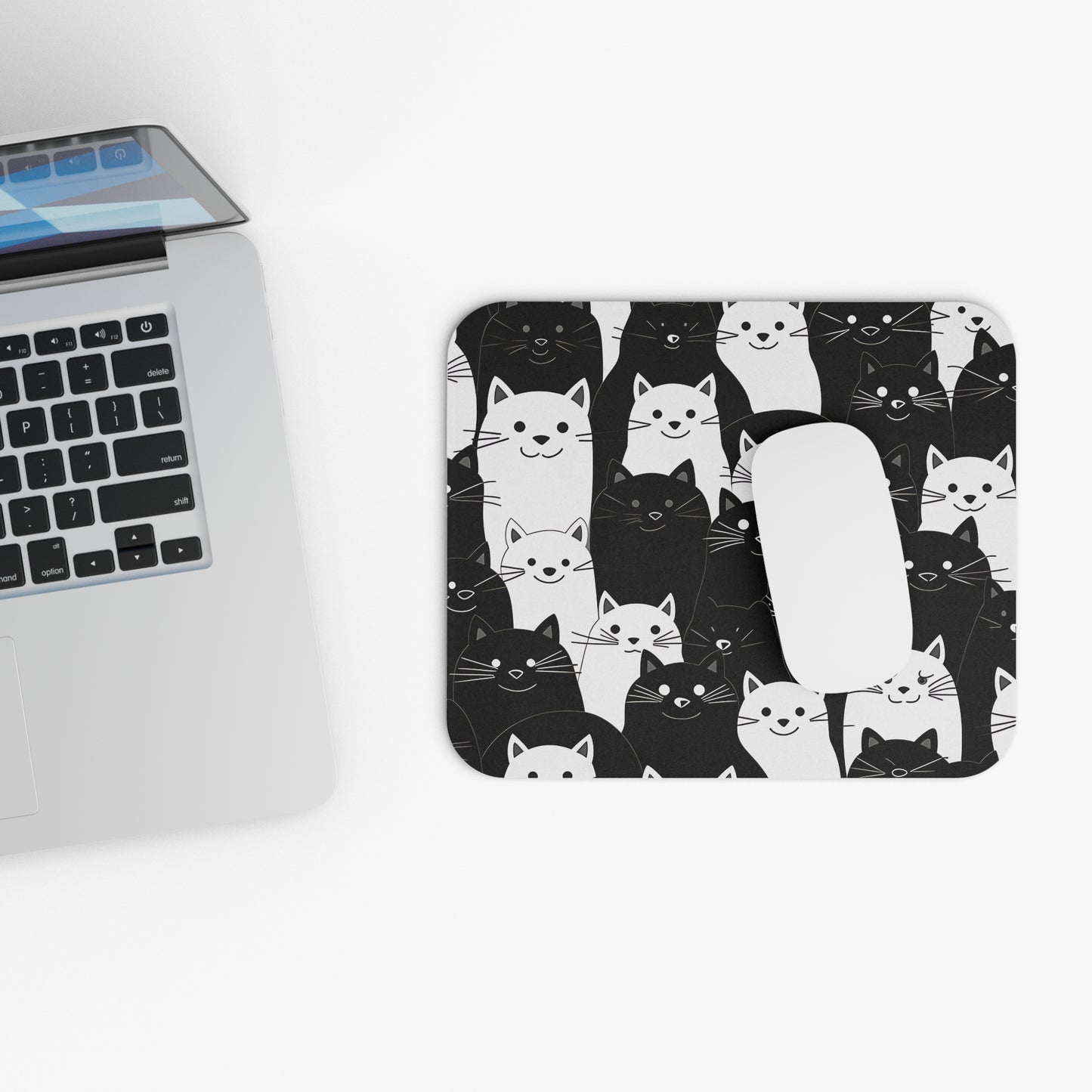 Cats - Black & White Cat Faces - Mouse Pad (Rectangle)