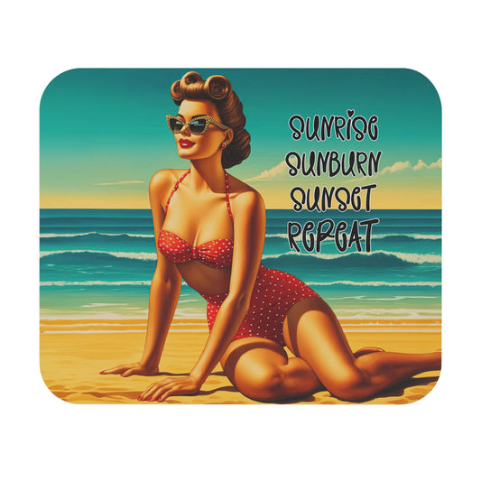 Retro Beach Fun - Sunrise, Sunburn, Sunset, Repeat - Mouse Pad (Rectangle)