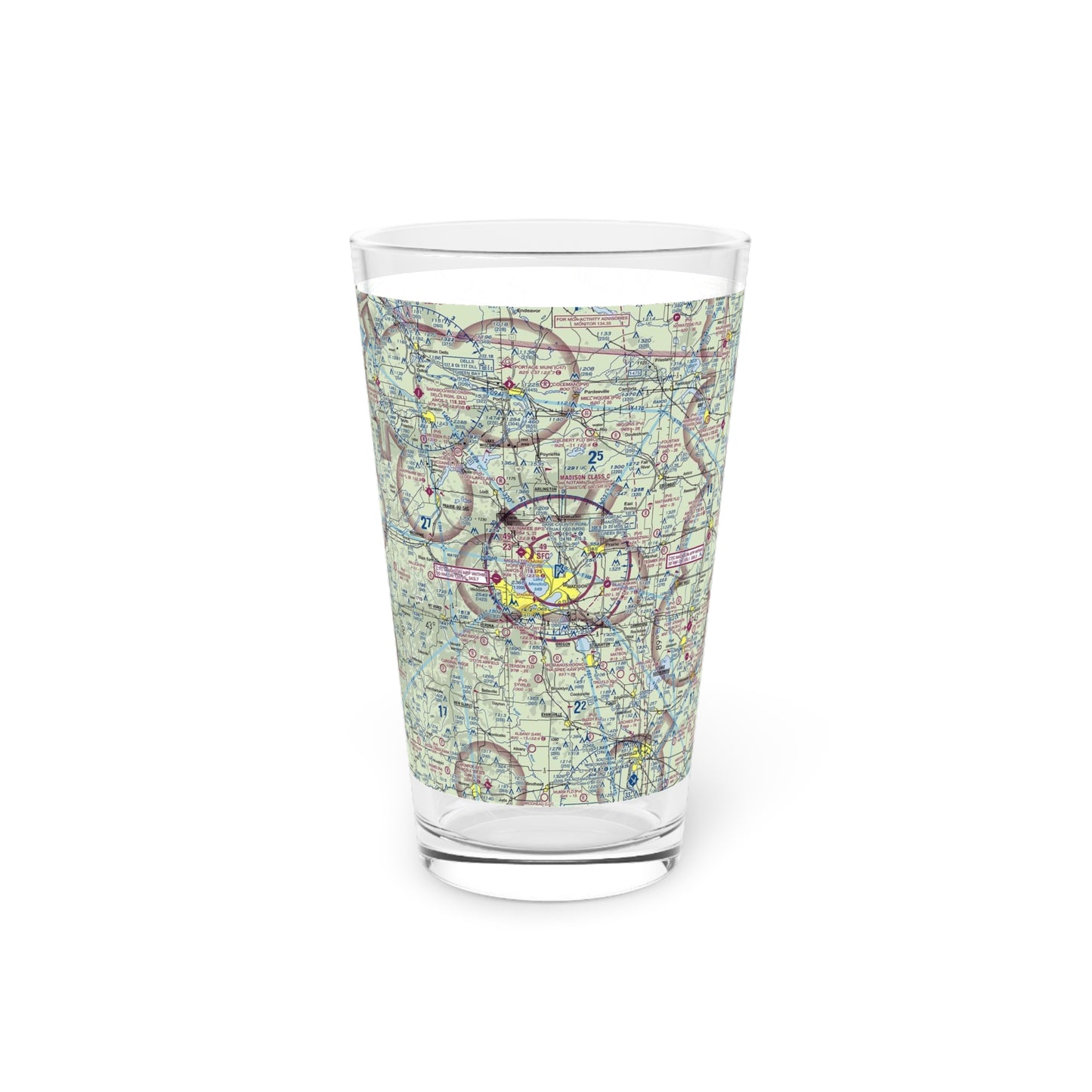 Airport Sectional - KMSN Madison WI - Pint Glass, 16oz