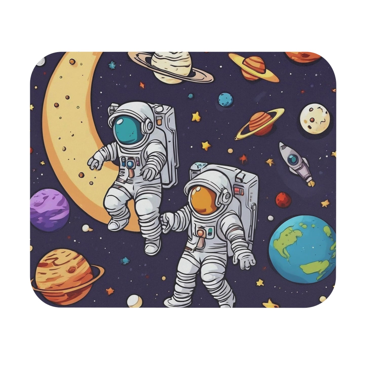 Space - Two Astronauts - Planets - Mouse Pad (Rectangle)