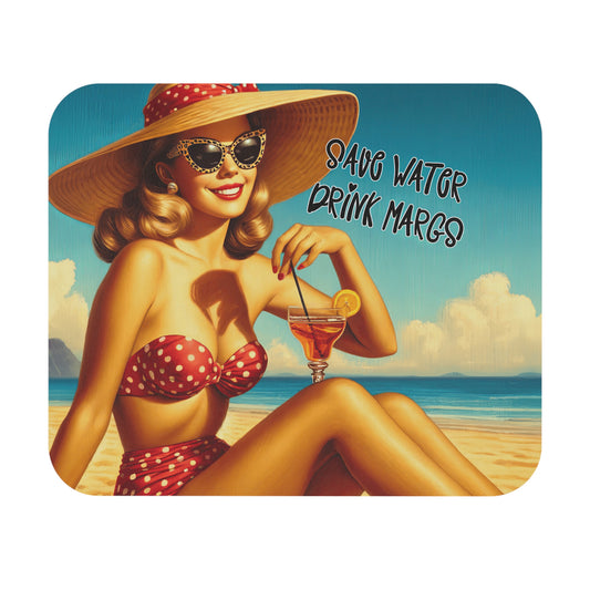 Retro Beach Fun - Save Water, Drink Margs - Mouse Pad (Rectangle)