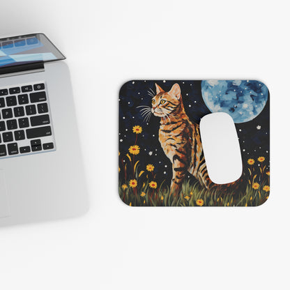 Cats - Cat And Moon Painting - Mouse Pad (Rectangle)