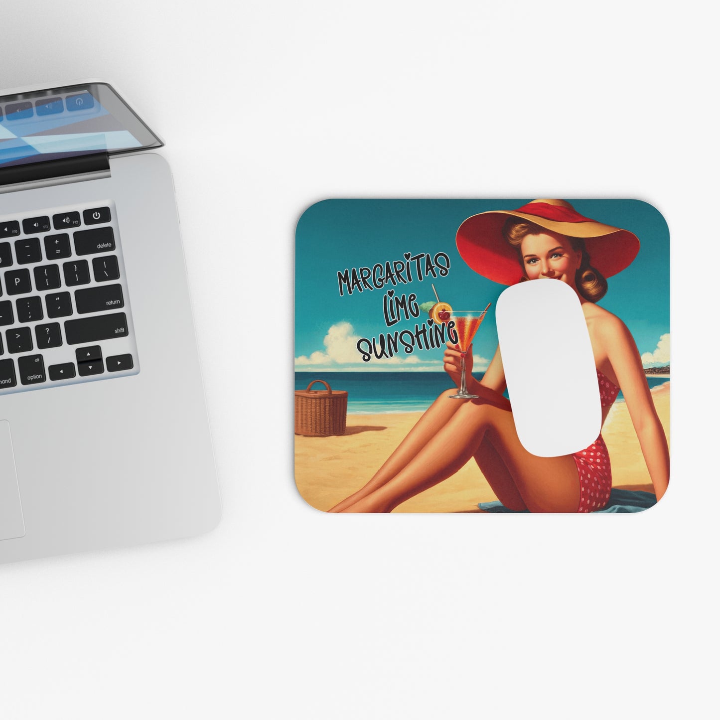 Retro Beach Fun - Margaritas, Lime, Sunshine - Mouse Pad (Rectangle)