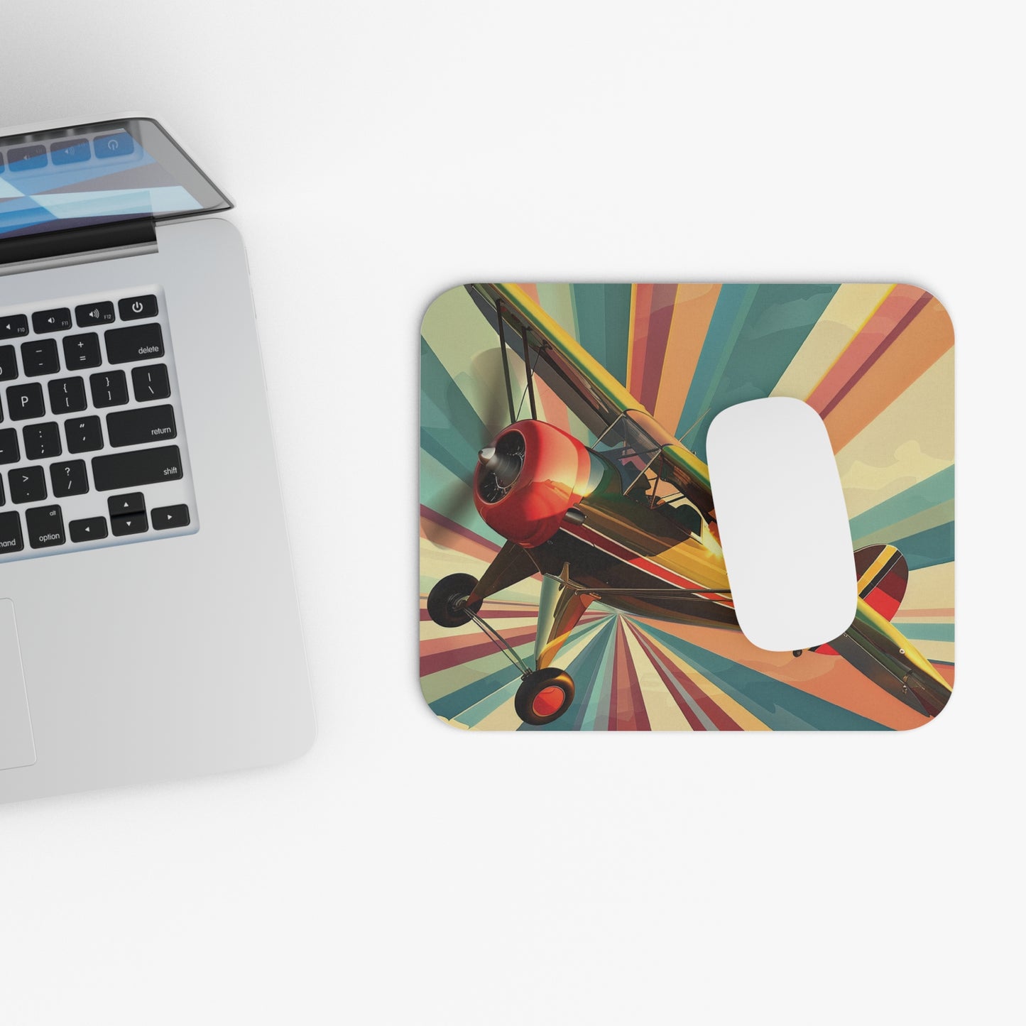 Aviation - Aircraft Flying, Colorful Background - Mouse Pad (Rectangle)