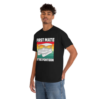 First Mate of the Pontoon - Retro - Unisex Heavy Cotton Tee