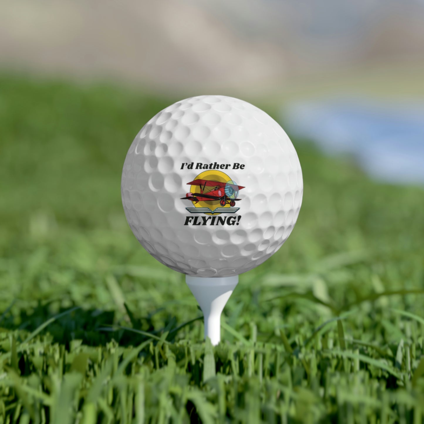 I'd Rather Be Flying - Biplane - Golf Balls, 6pcs