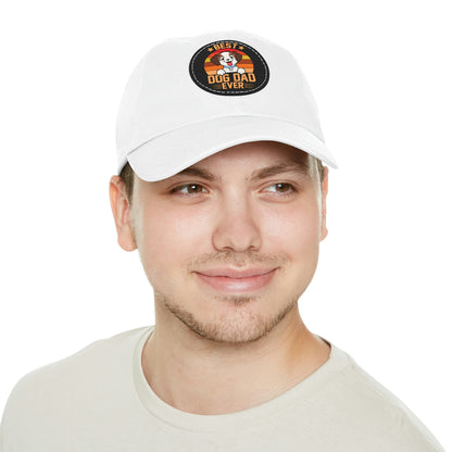 Best Dog Dad Ever - Circle - Dad Hat with Leather Patch (Round)