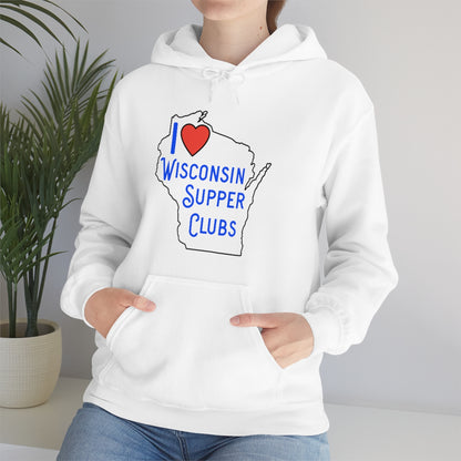 I Love Wisconsin Supper Clubs - Unisex Heavy Blend™ Hooded Sweatshirt