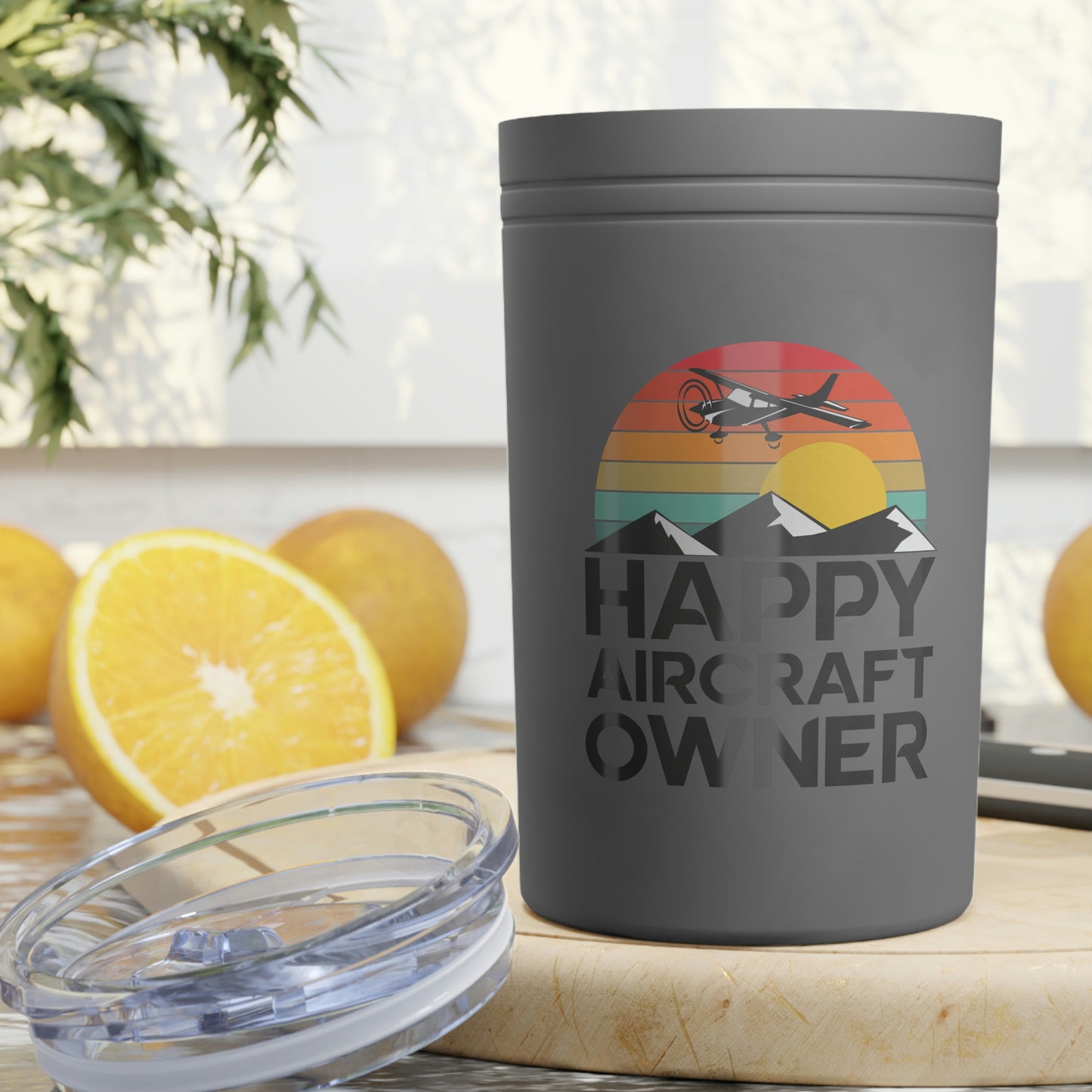 Happy Aircraft Owner - Retro - Vacuum Insulated Tumbler, 11ozD