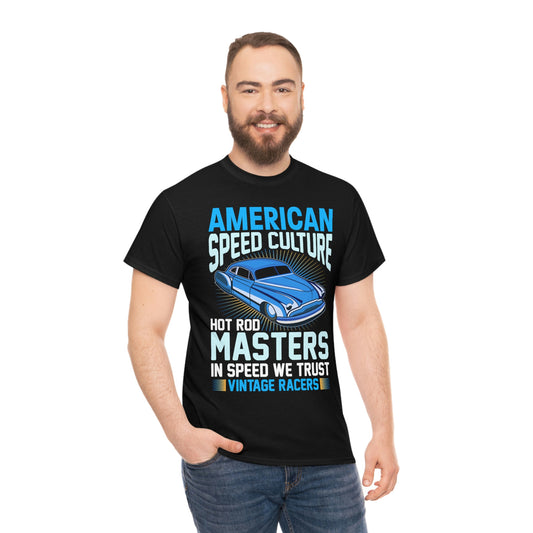 American Speed Culture - Blue Car - Unisex Heavy Cotton Tee